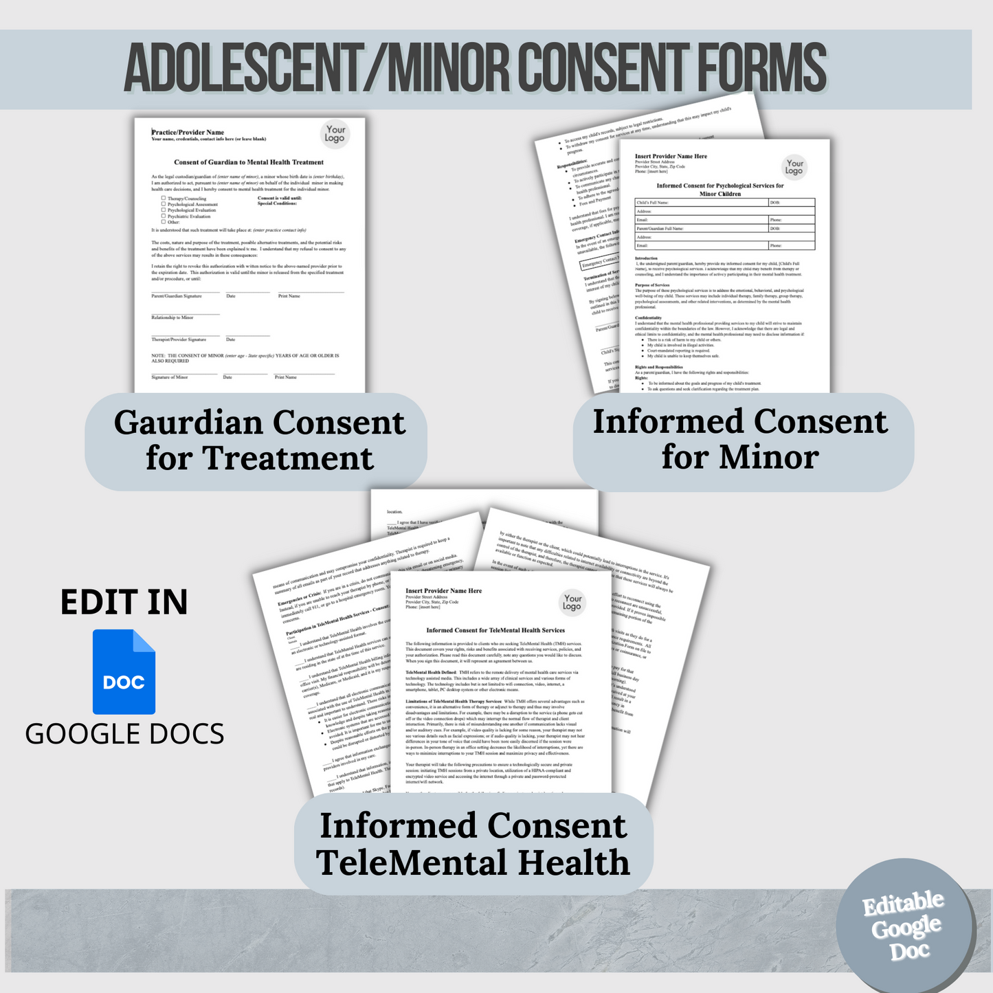Adolescent Therapy Forms Bundle for Mental Health Professionals: Essential Tools