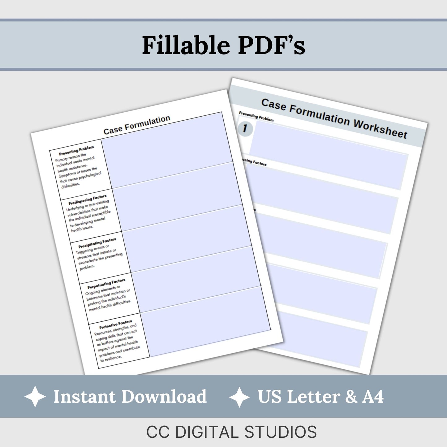 Our Case Formulation Information and Worksheets are here to empower you with the 5 Ps framework – a powerful tool for gaining deeper insights into your clients mental health concerns.