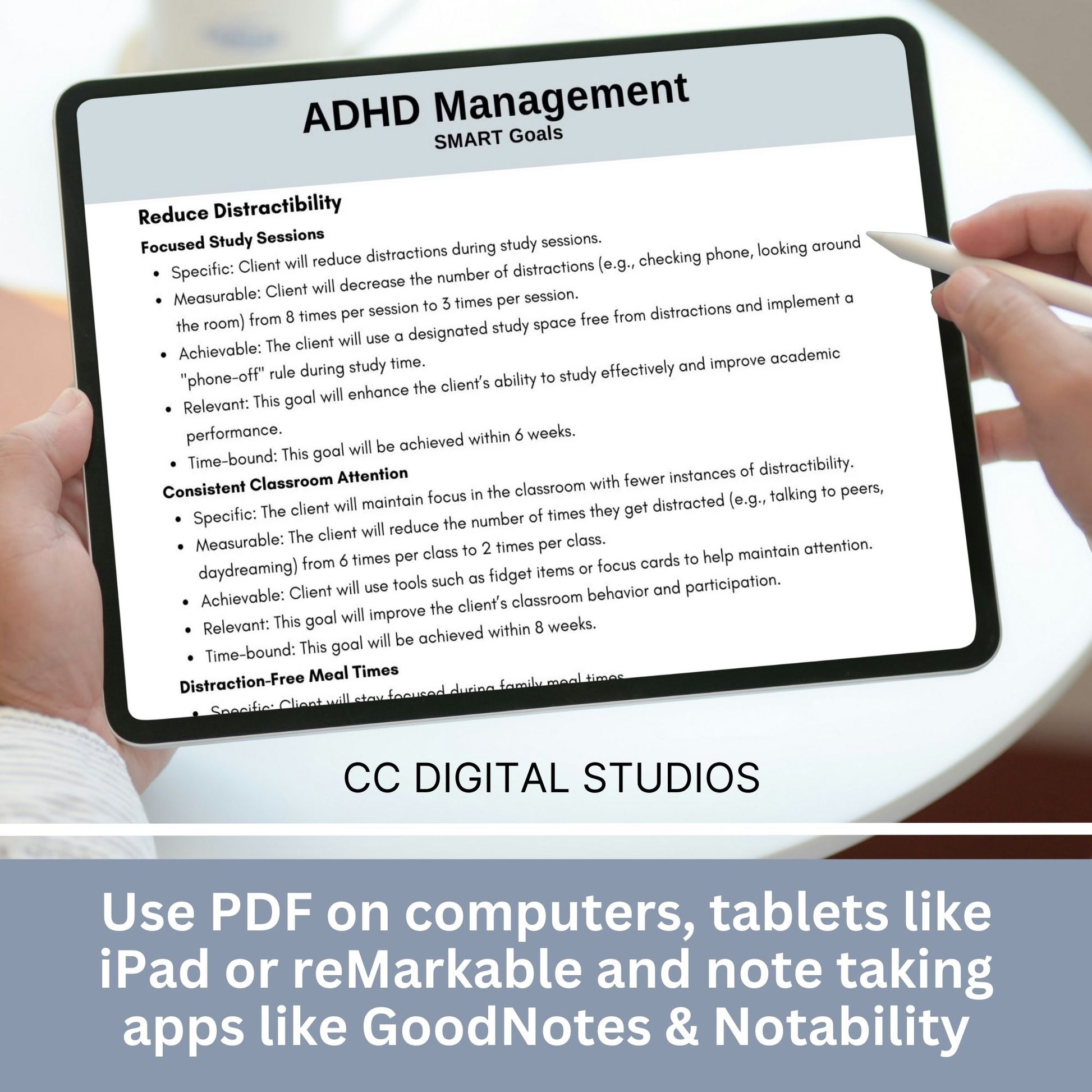 ADHD Smart Goals for Treatment Planning, Therapy Cheat Sheet, Therapy Notes, ADHD Planner for Therapist Office, Goal Setting for ADHD, SMART Goals for ADHD treatment planning - Therapy cheat sheets for mental health professionals.