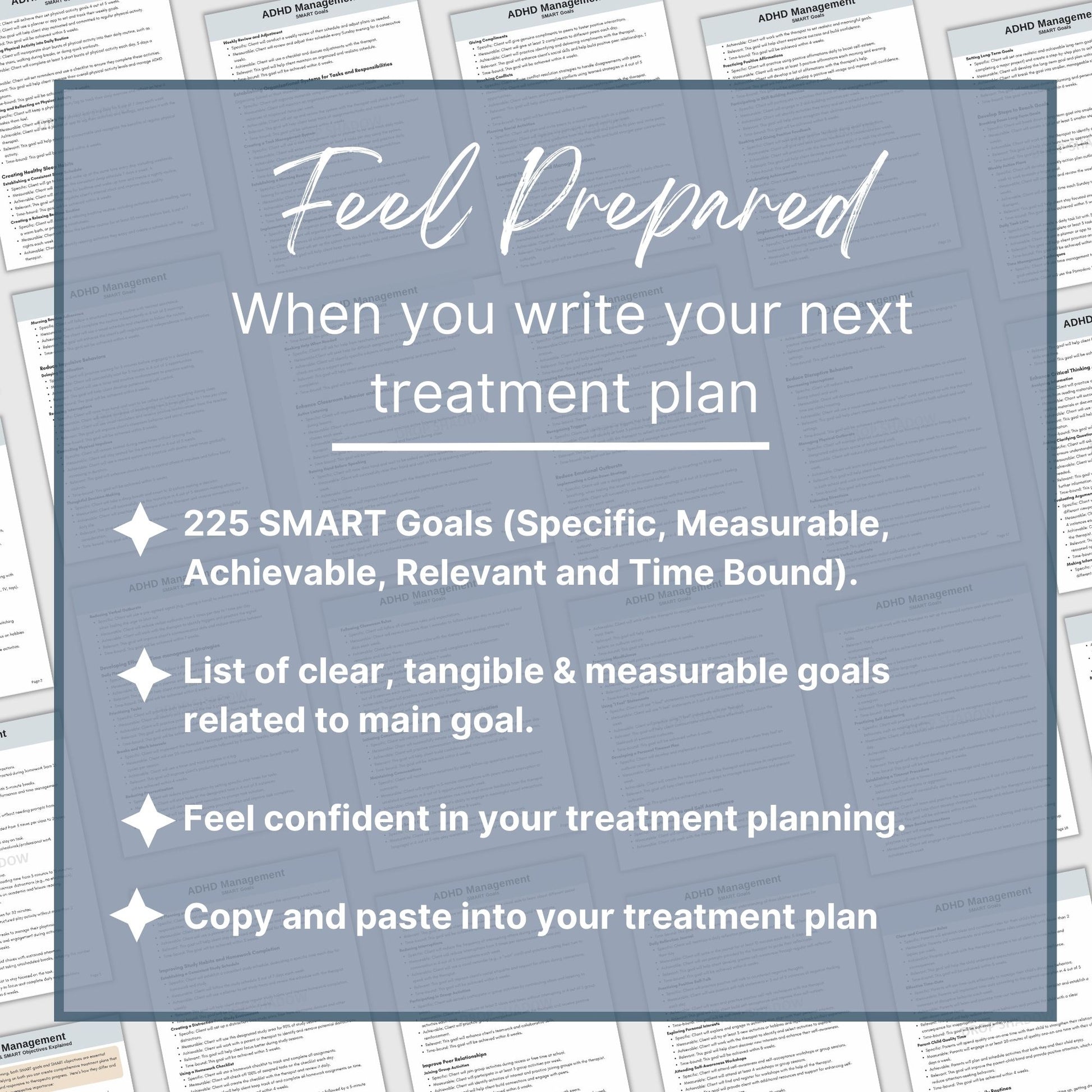 ADHD Smart Goals for Treatment Planning, Therapy Cheat Sheet, Therapy Notes, ADHD Planner for Therapist Office, Goal Setting for ADHD, SMART Goals for ADHD treatment planning - Therapy cheat sheets for mental health professionals.