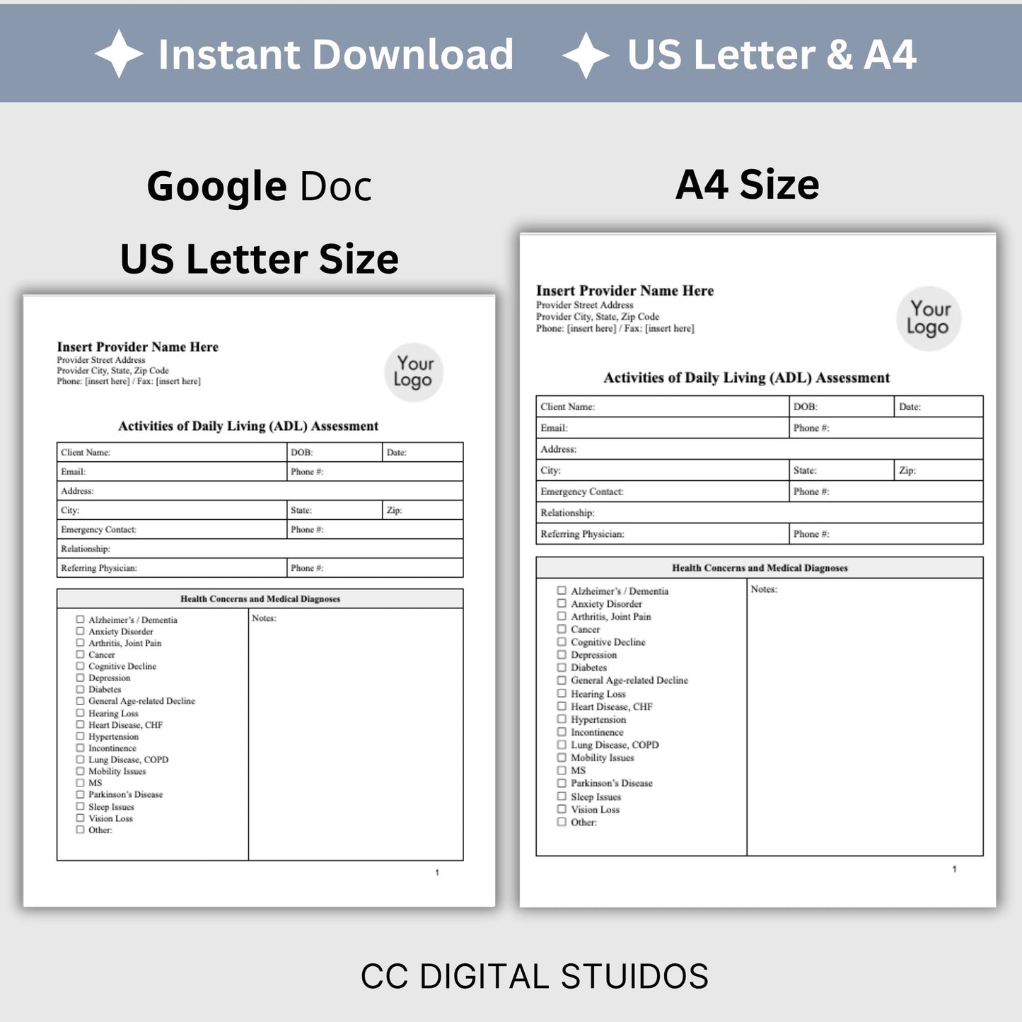 Activities of Daily Living Report Sheet - Google Doc