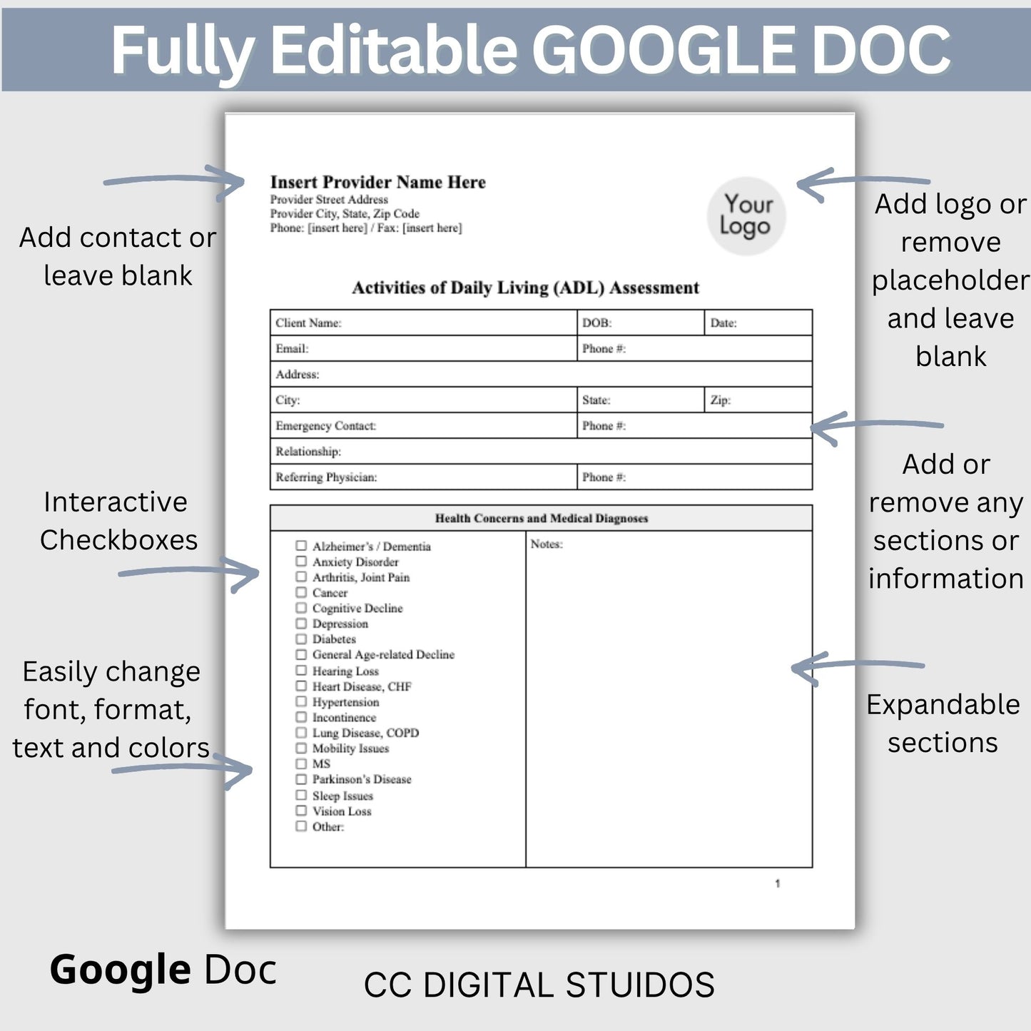 Activities of Daily Living Report Sheet - Google Doc