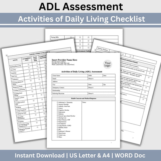 Activities of Daily Living Report Sheet - WORD DOC