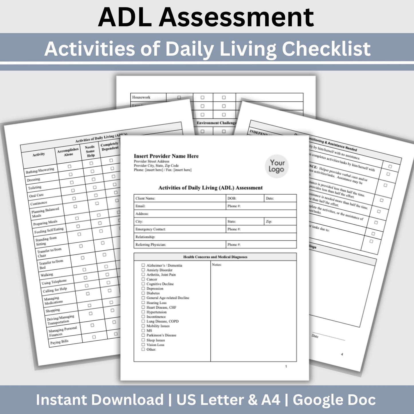 Activities of Daily Living Report Sheet - Google Doc