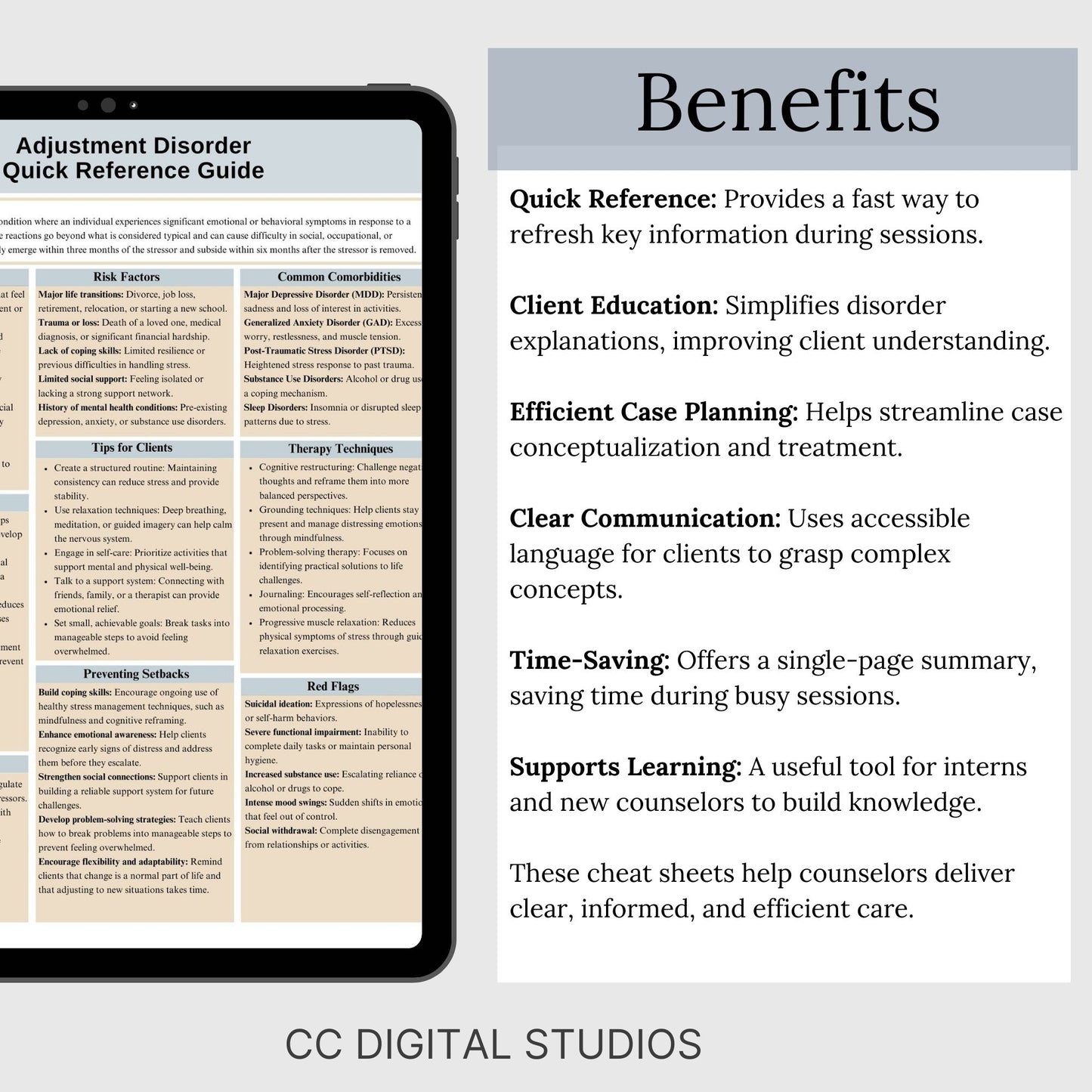 Adjustment Disorder Therapy Cheat Sheet:  2 IN 1 Psychoeducation for Client and Cheat Sheet for Counselors