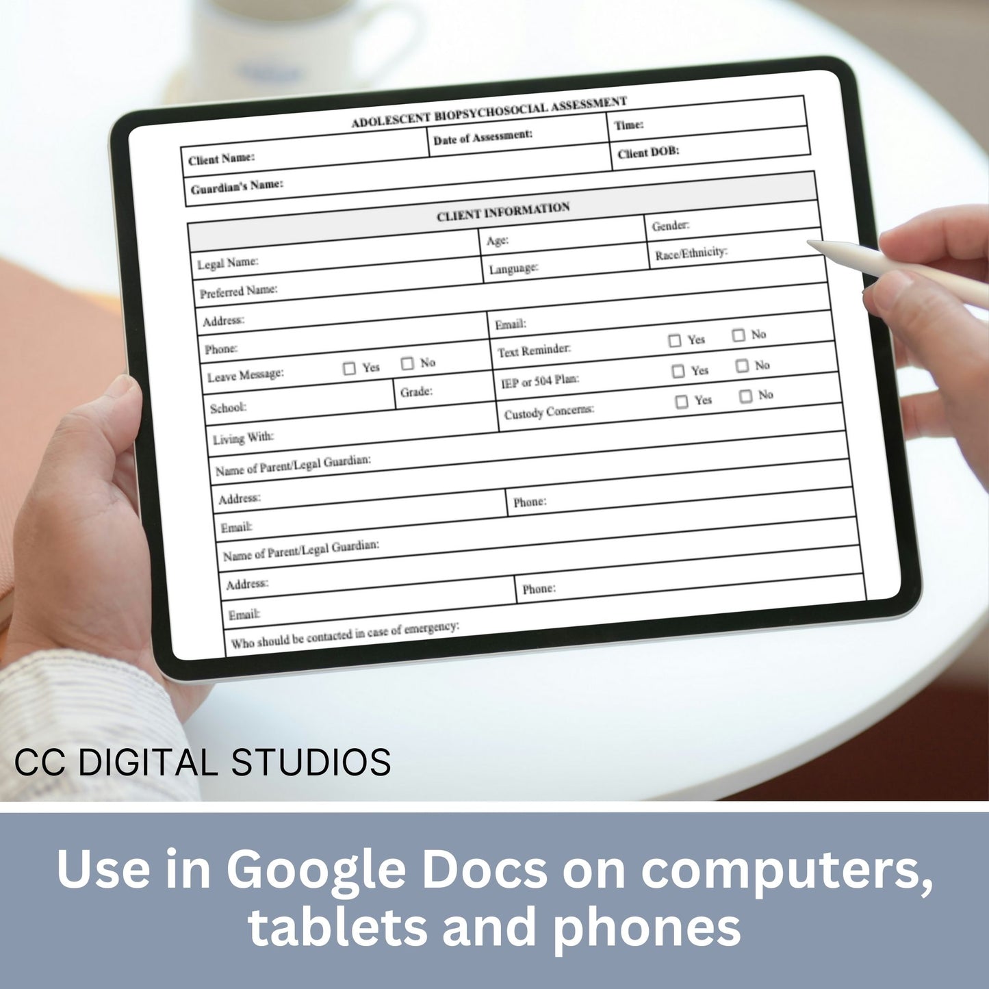 15-page comprehensive biopsychosocial editable Google Doc template! Perfect for therapists, school psychologists, and professionals in psychology fields. Streamlining your therapist office, therapy  notes, psychology, therapy tool, therapy resource