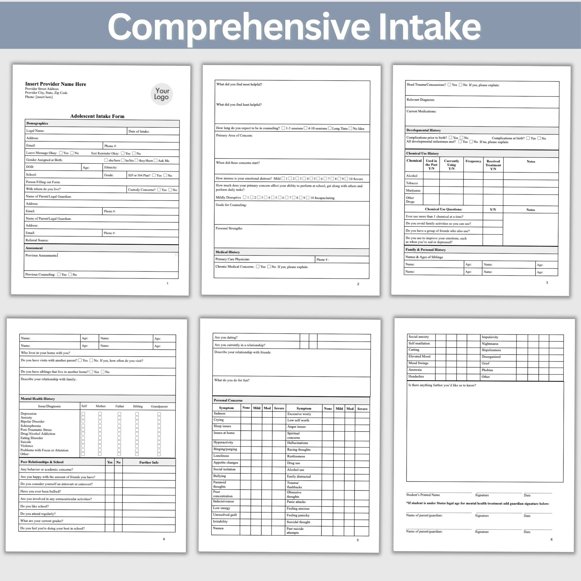 Adolescent Client Intake Form: Simplify Your Therapy Sessions ...
