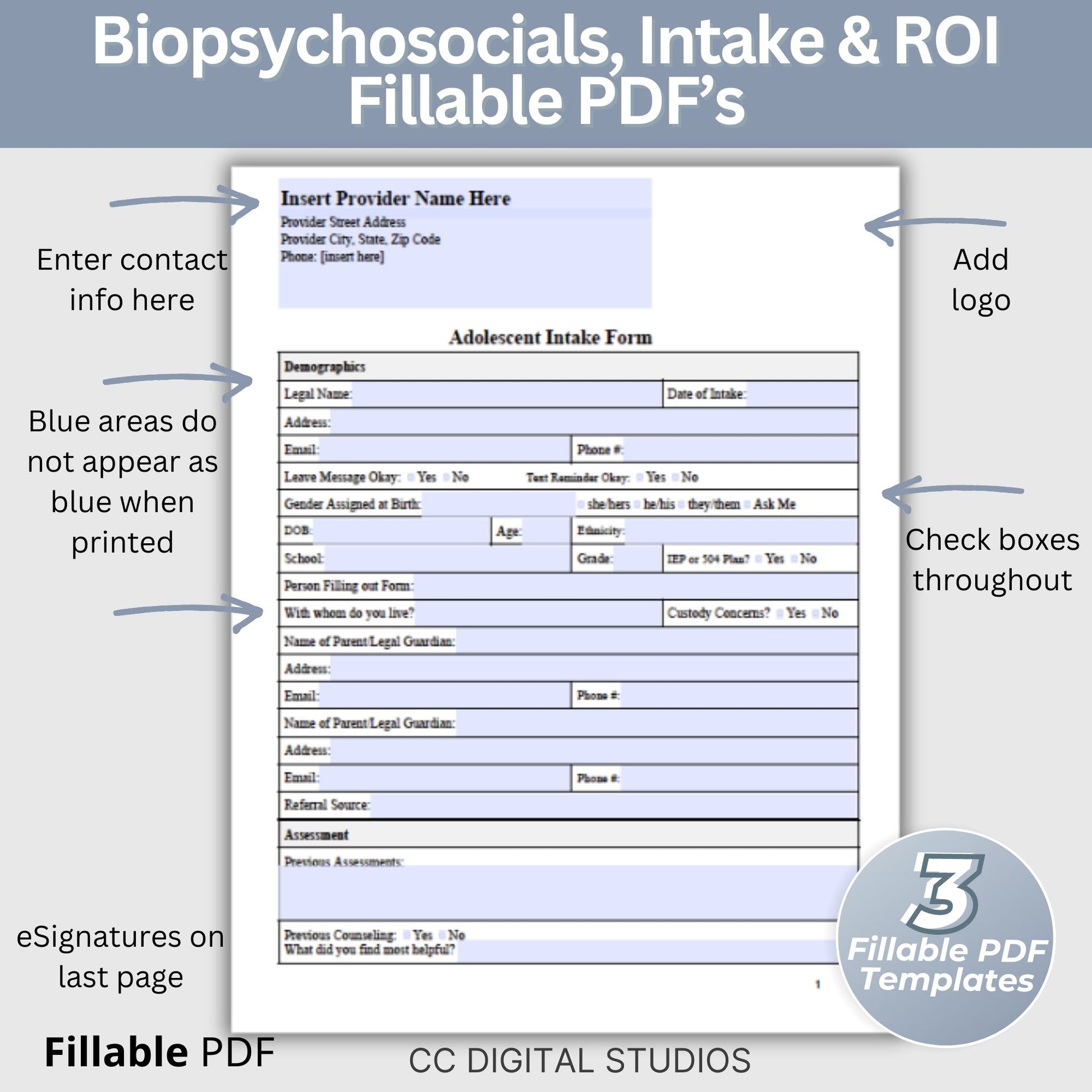 Adolescent Teen Therapy Bundle, specifically designed for mental health professionals working with adolescents. Teen Therapy Bundle, Adolescent Biopsycosocial Assessment, Therapy Intake Form, Therapy Consents & Policies, Free Teen Therapy Questions