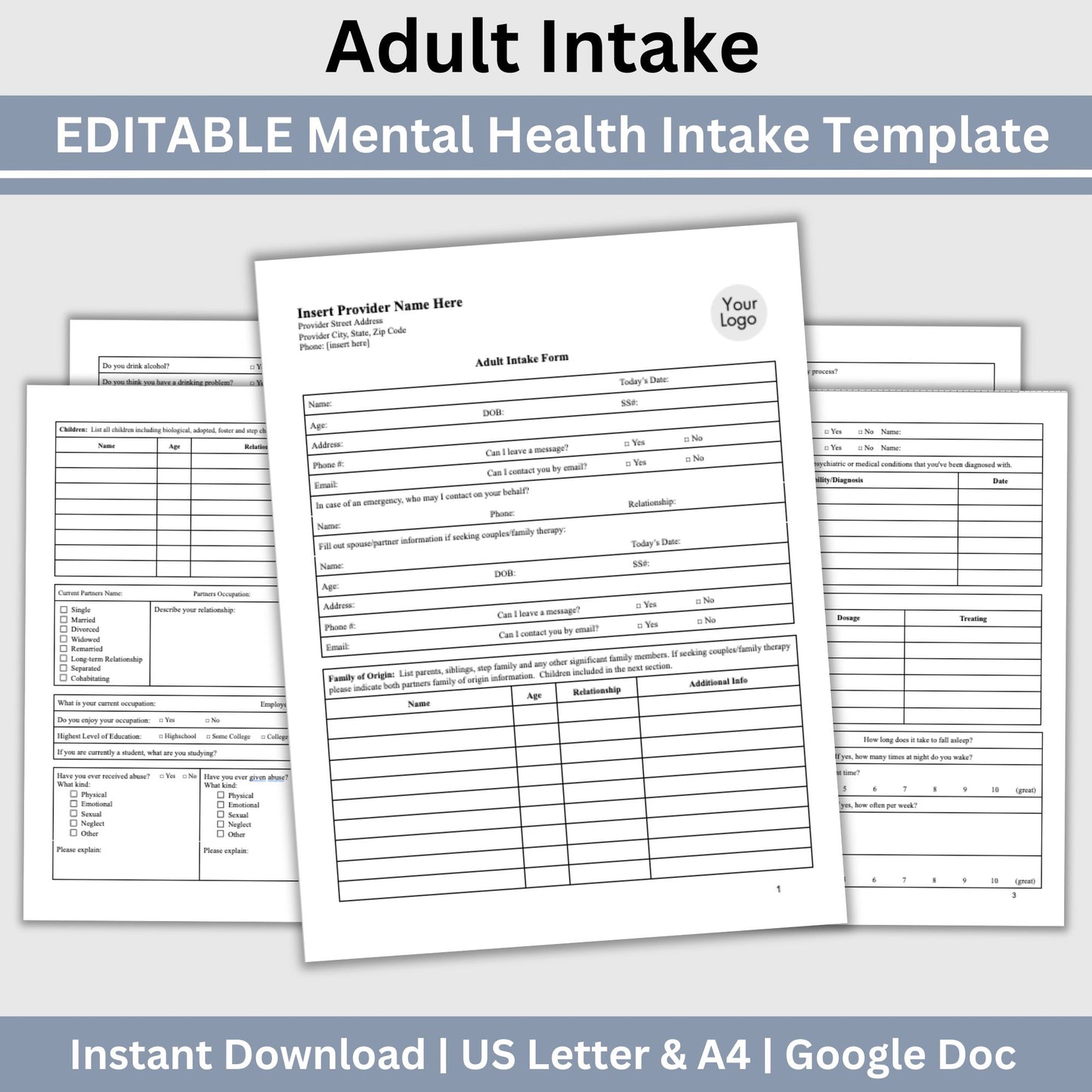 Adult Client Intake Template for Mental Health Practitioners:  Streamline Workflow