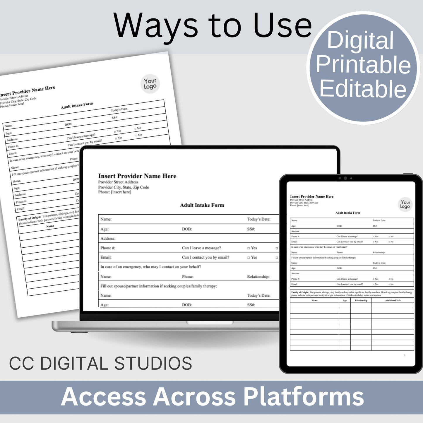 Adult Client Intake Template for Mental Health Practitioners:  Streamline Workflow