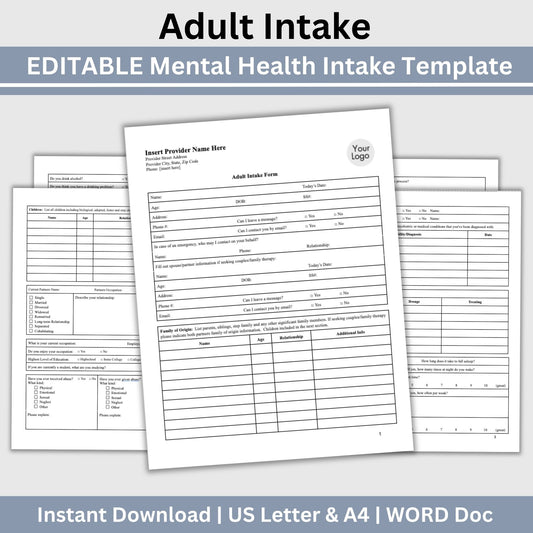 Adult Client Intake for Counseling Office