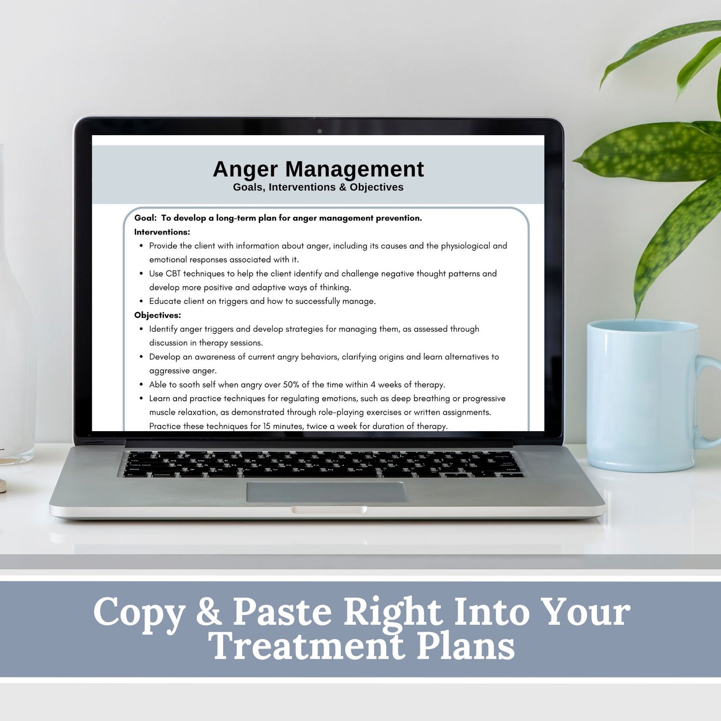 Anger Management Treatment Plan therapy tool. This resource is designed to help therapists create effective treatment plans with goals for therapy, objectives and interventions. Therapy Tool, Psychology Therapy Resource