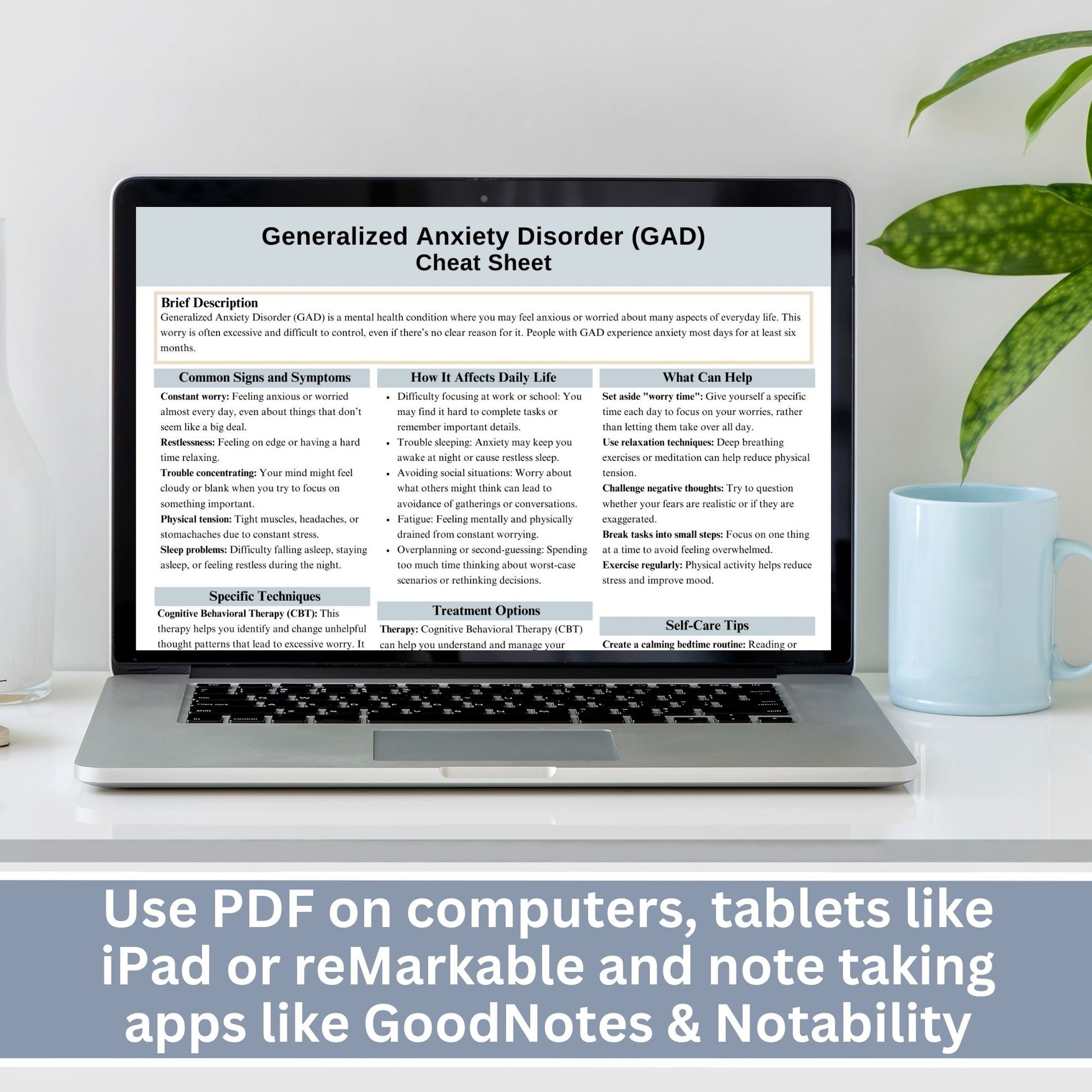 This 2-in-1 Anxiety Cheat Sheet is designed for both therapists and clients! It includes a therapist's quick reference guide and a client-friendly psychoeducational sheet, making it a valuable Anxiety therapy tool. 