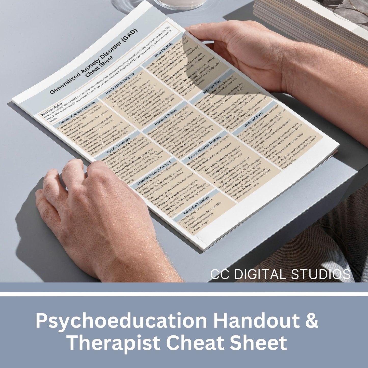 This 2-in-1 Anxiety Cheat Sheet is designed for both therapists and clients! It includes a therapist's quick reference guide and a client-friendly psychoeducational sheet, making it a valuable Anxiety therapy tool. 