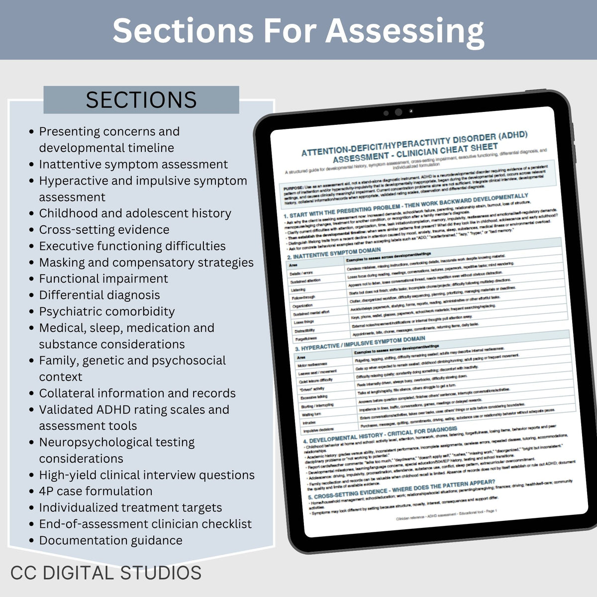 ADHD Assessment Cheat Sheet | Clinician Reference Tool