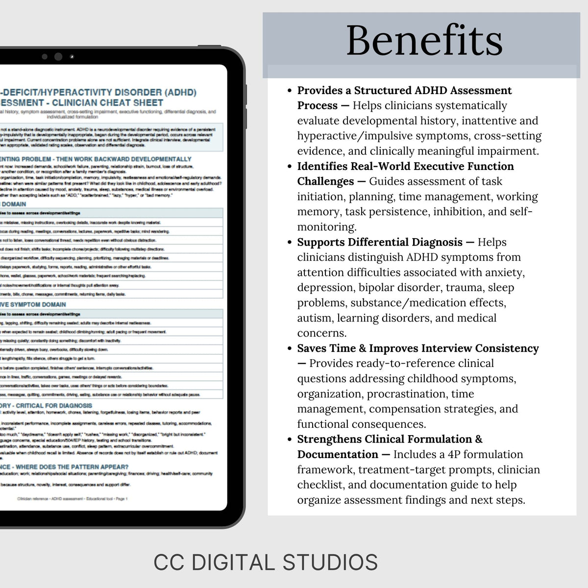 ADHD Assessment Cheat Sheet | Clinician Reference Tool
