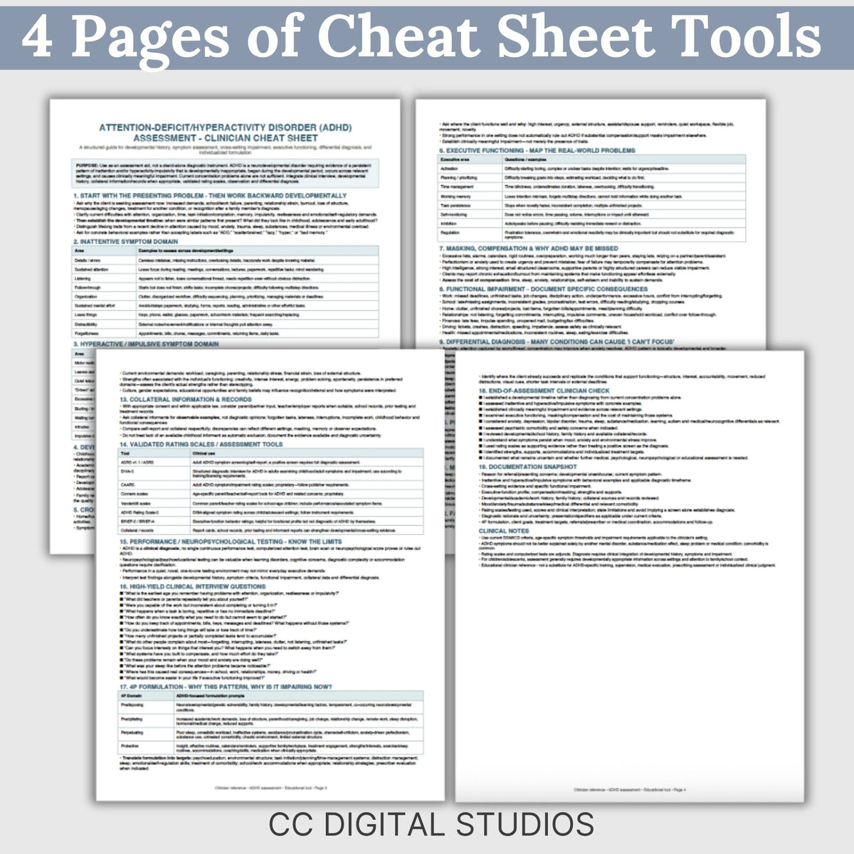 ADHD Assessment Cheat Sheet | Clinician Reference Tool