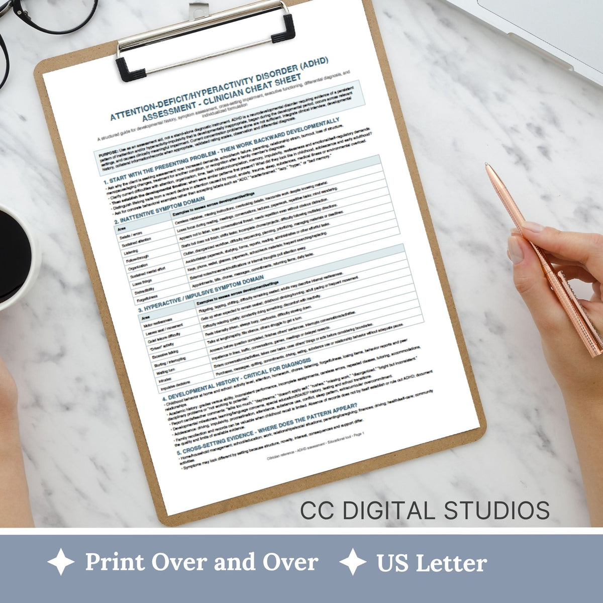 ADHD Assessment Cheat Sheet | Clinician Reference Tool
