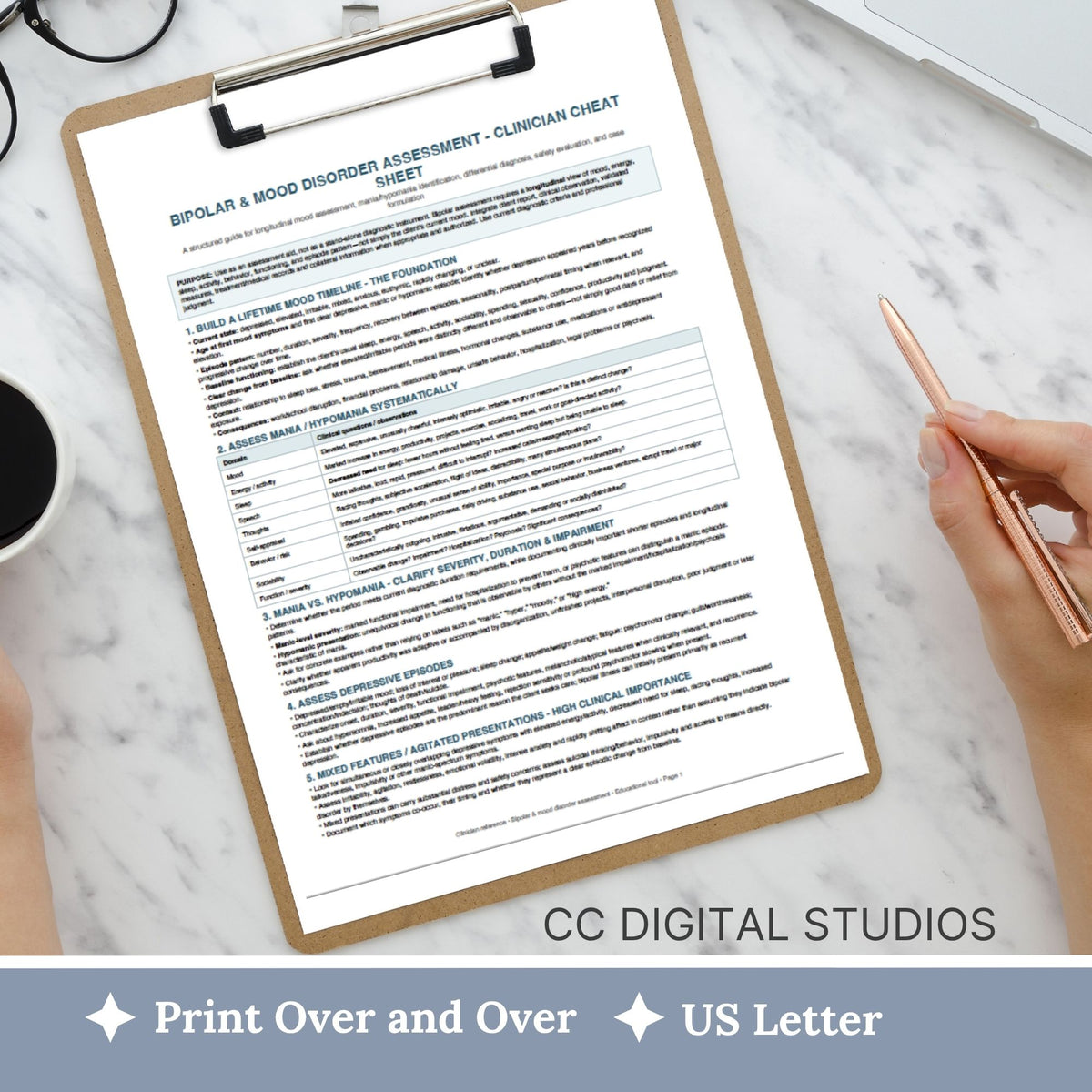 Bipolar Disorder Assessment Cheat Sheet for Clinicians, Mood Disorder Reference