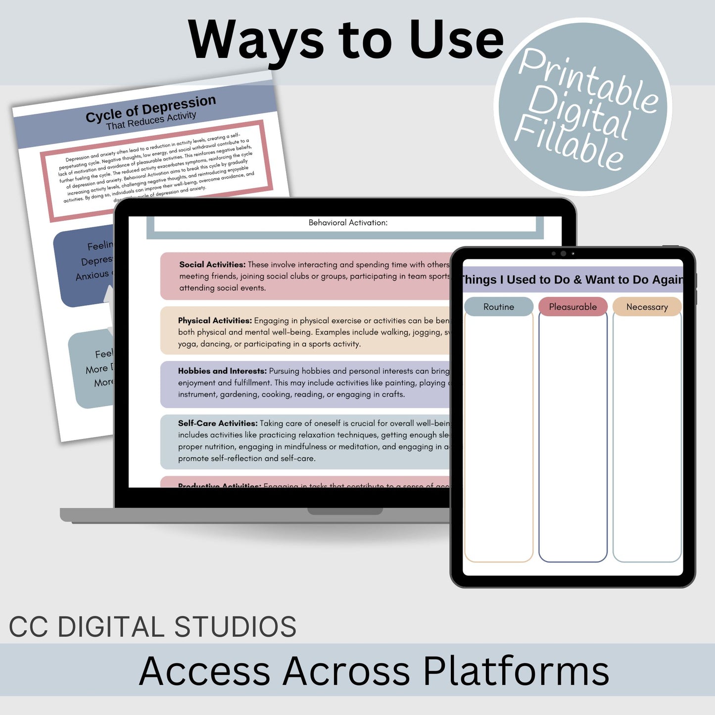 Behavioral Activation CBT Therapy Worksheets, perfect addition to your toolkit of CBT therapy tools! These behavior trackers and CBT worksheets designed to support emotional regulation. CBT therapy tools.