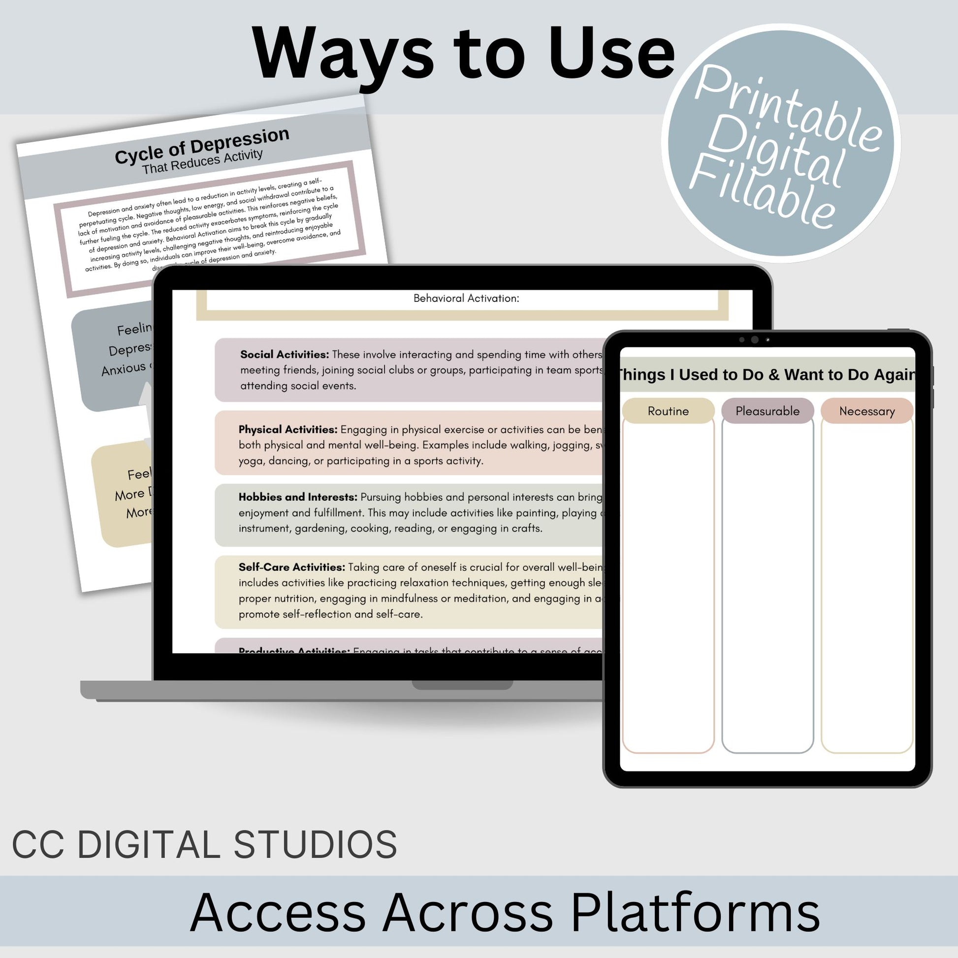 Behavioral Activation CBT Therapy Worksheets, perfect addition to your toolkit of CBT therapy tools! These behavior trackers and CBT worksheets designed to support emotional regulation. CBT therapy tools.