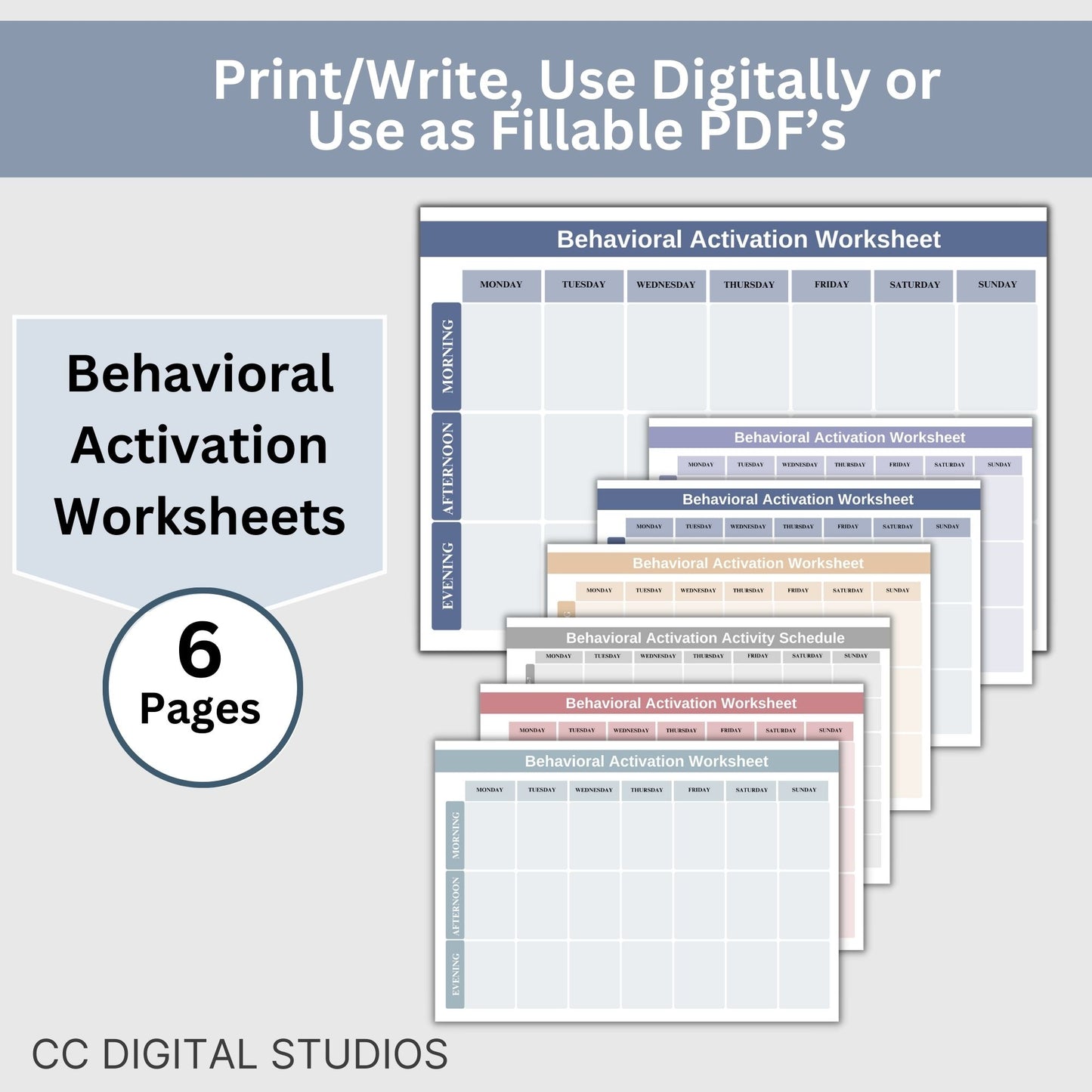 CBT Worksheets for Behavioral Activation a effective therapy resource. These worksheets can be added to your mental health workbook, designed for depression and anxiety relief, provides a structured approach for purposeful daily activities.