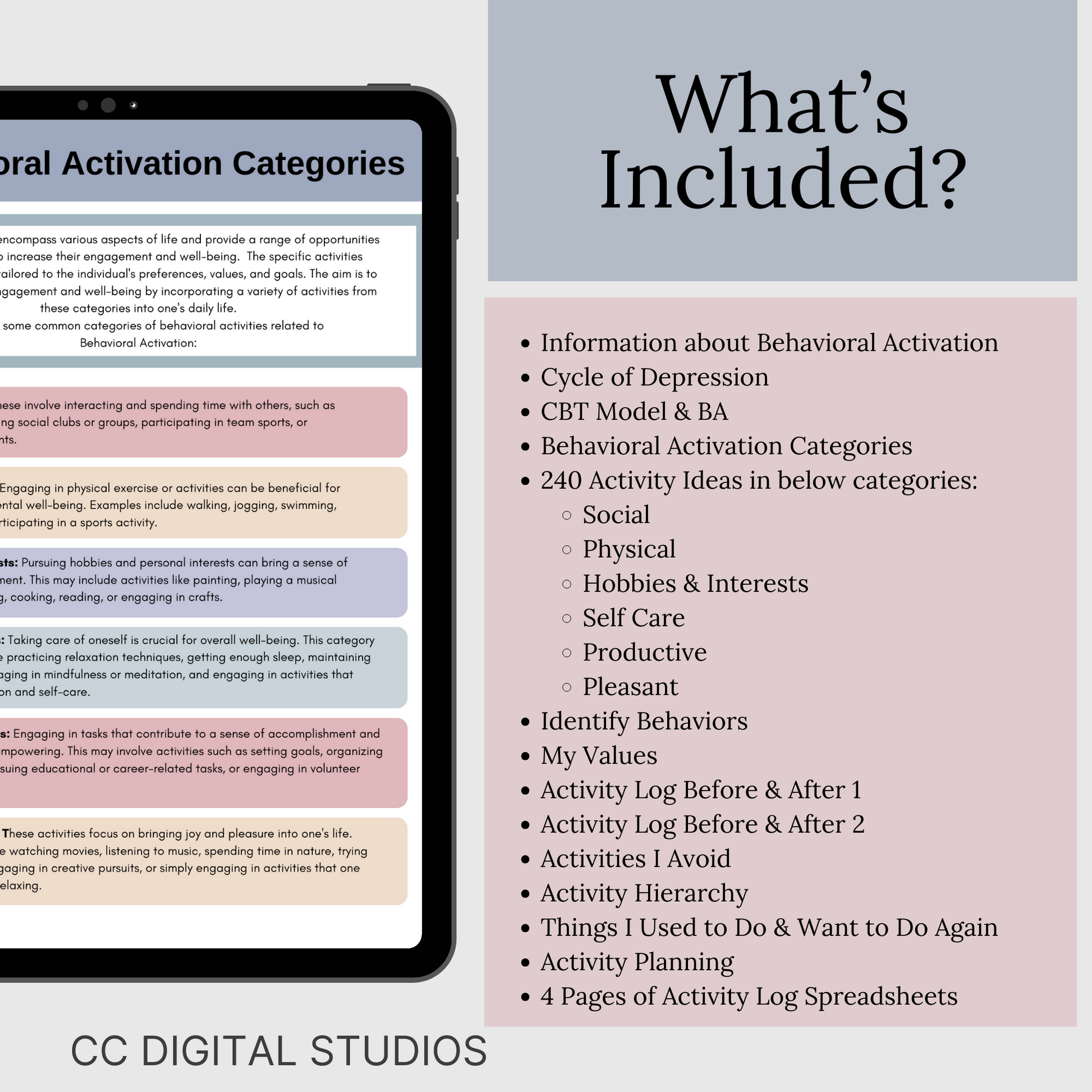 Behavioral Activation CBT Therapy Worksheets, perfect addition to your toolkit of CBT therapy tools! These behavior trackers and CBT worksheets designed to support emotional regulation. CBT therapy tools.