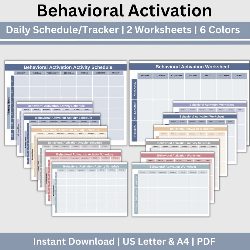CBT Worksheets for Behavioral Activation: Depression & Anxiety Relief ...