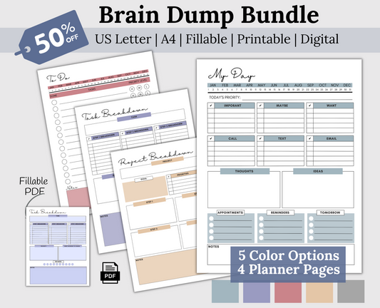 Brain Dump Bundle: Organize Thoughts, Boost Productivity & Workflow