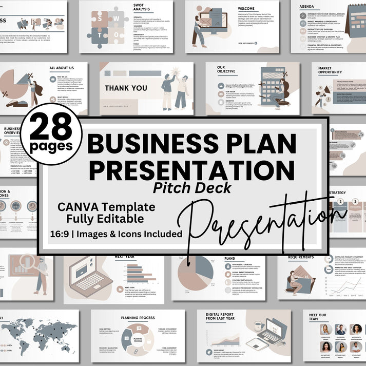 Business Plan Pitch Deck | Editable Canva Template – CCDigitalStudios