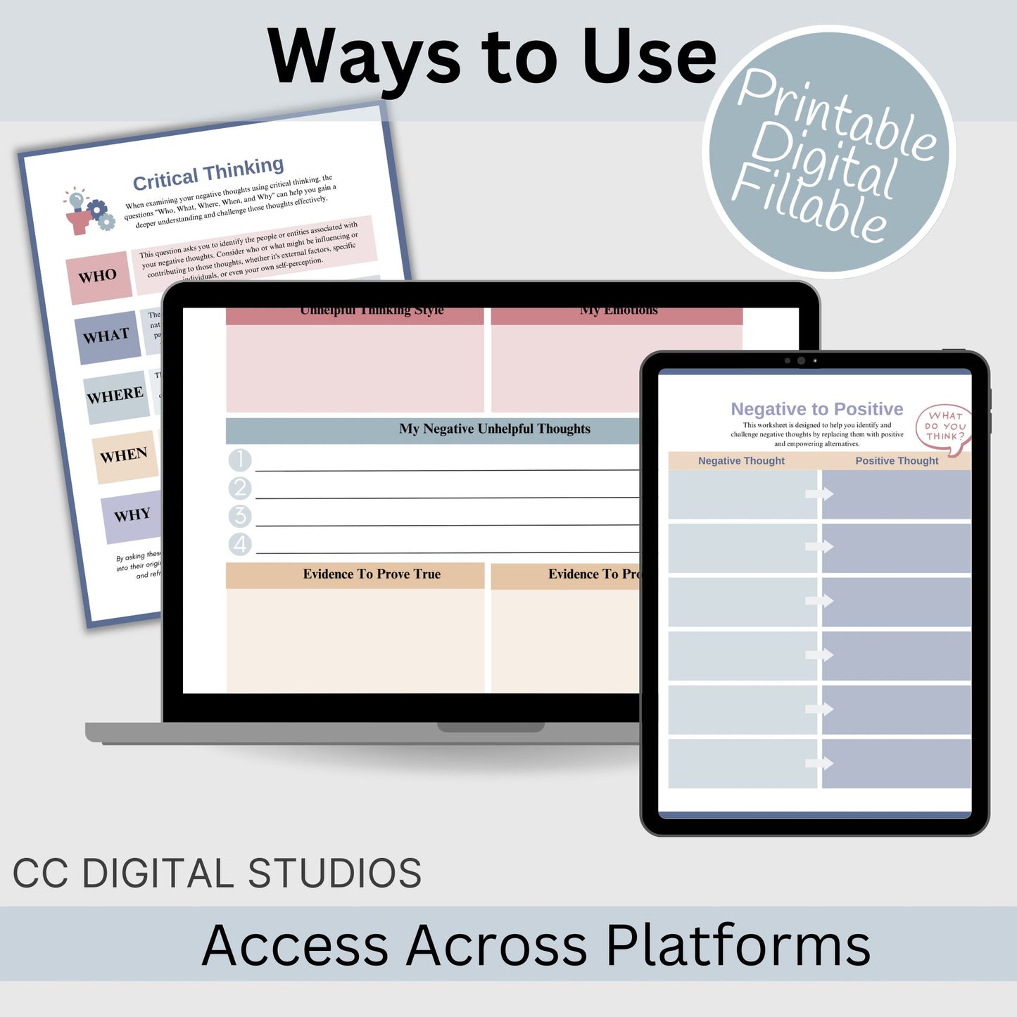 Therapy Bundle CBT worksheets, tailored for individuals, including clinicians, personal users, teachers, and school counselors. This comprehensive compilation provides a plethora of resources to enhance your mental health and overall well-being.