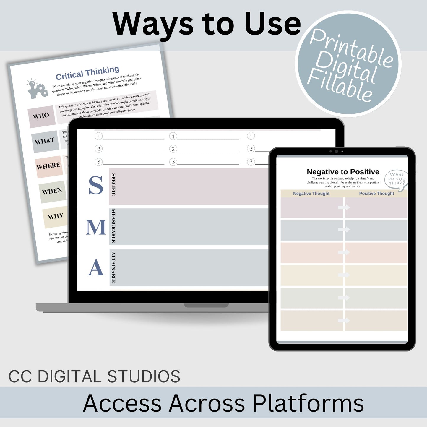 Therapy Bundle CBT worksheets, tailored for individuals, including clinicians, personal users, teachers, and school counselors. This comprehensive compilation provides a plethora of resources to enhance your mental health and overall well-being.