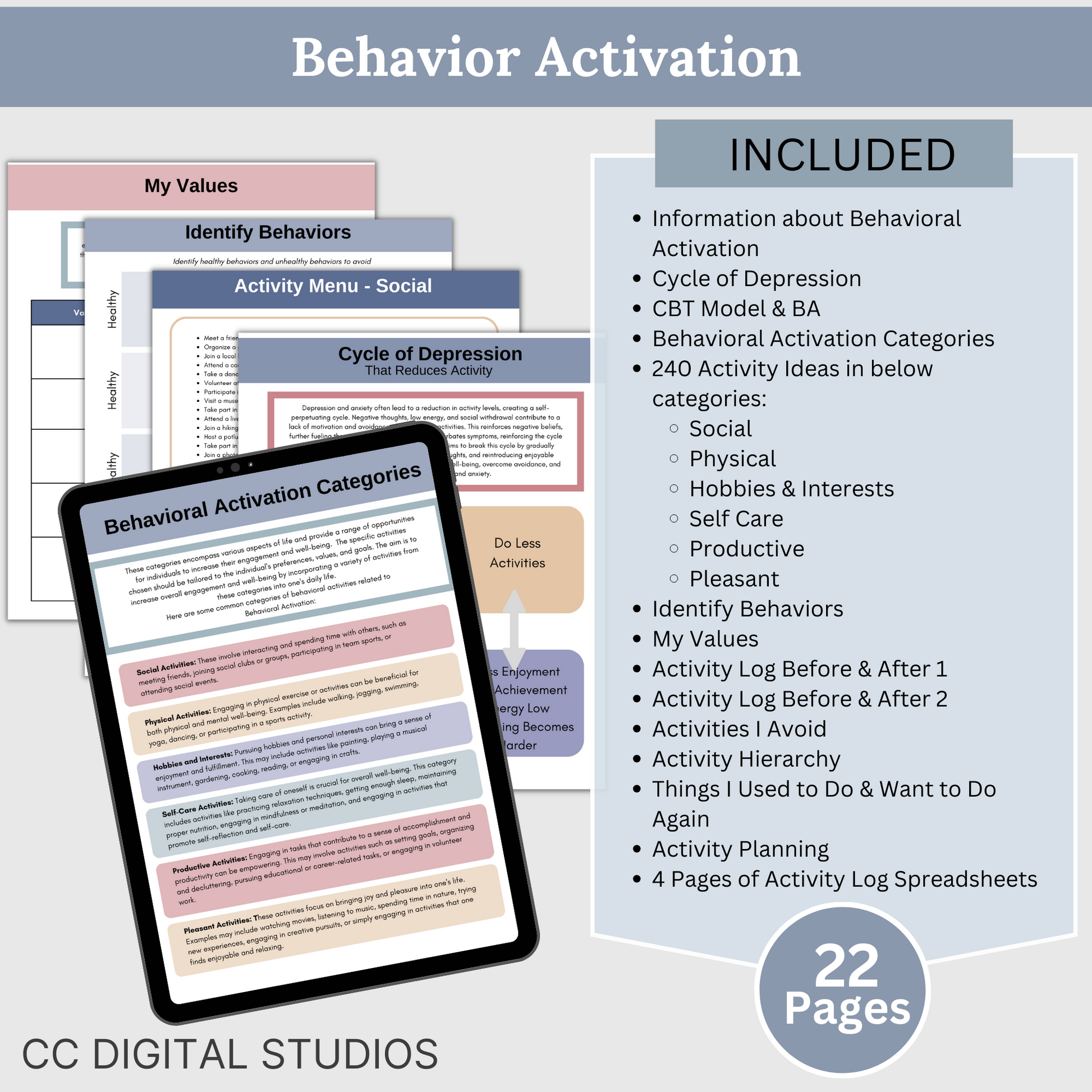 Therapy Bundle CBT worksheets, tailored for  individuals, including clinicians, personal users, teachers, and school counselors. This comprehensive compilation provides a plethora of resources to enhance your mental health and overall well-being.