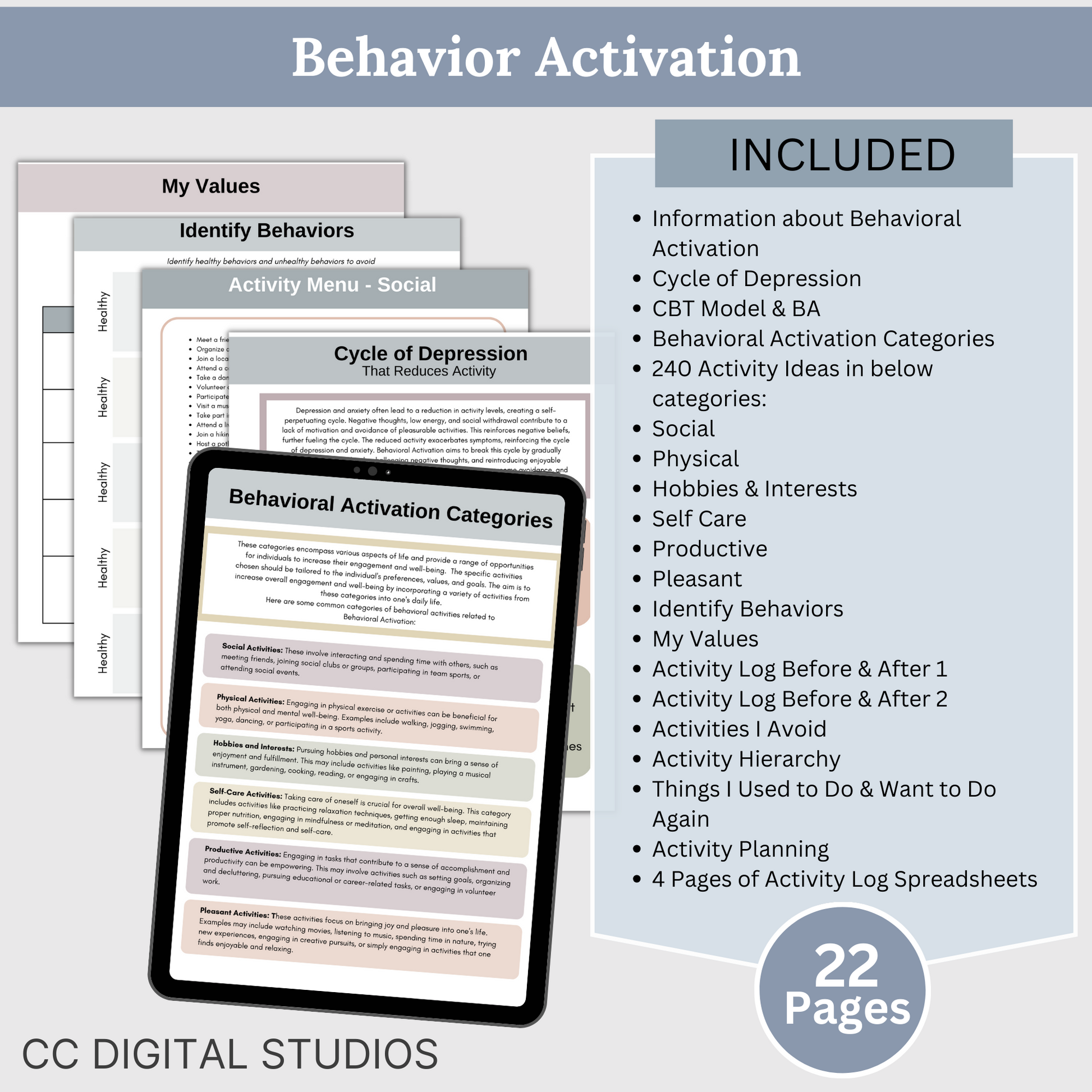 Therapy Bundle CBT worksheets, tailored for  individuals, including clinicians, personal users, teachers, and school counselors. This comprehensive compilation provides a plethora of resources to enhance your mental health and overall well-being.