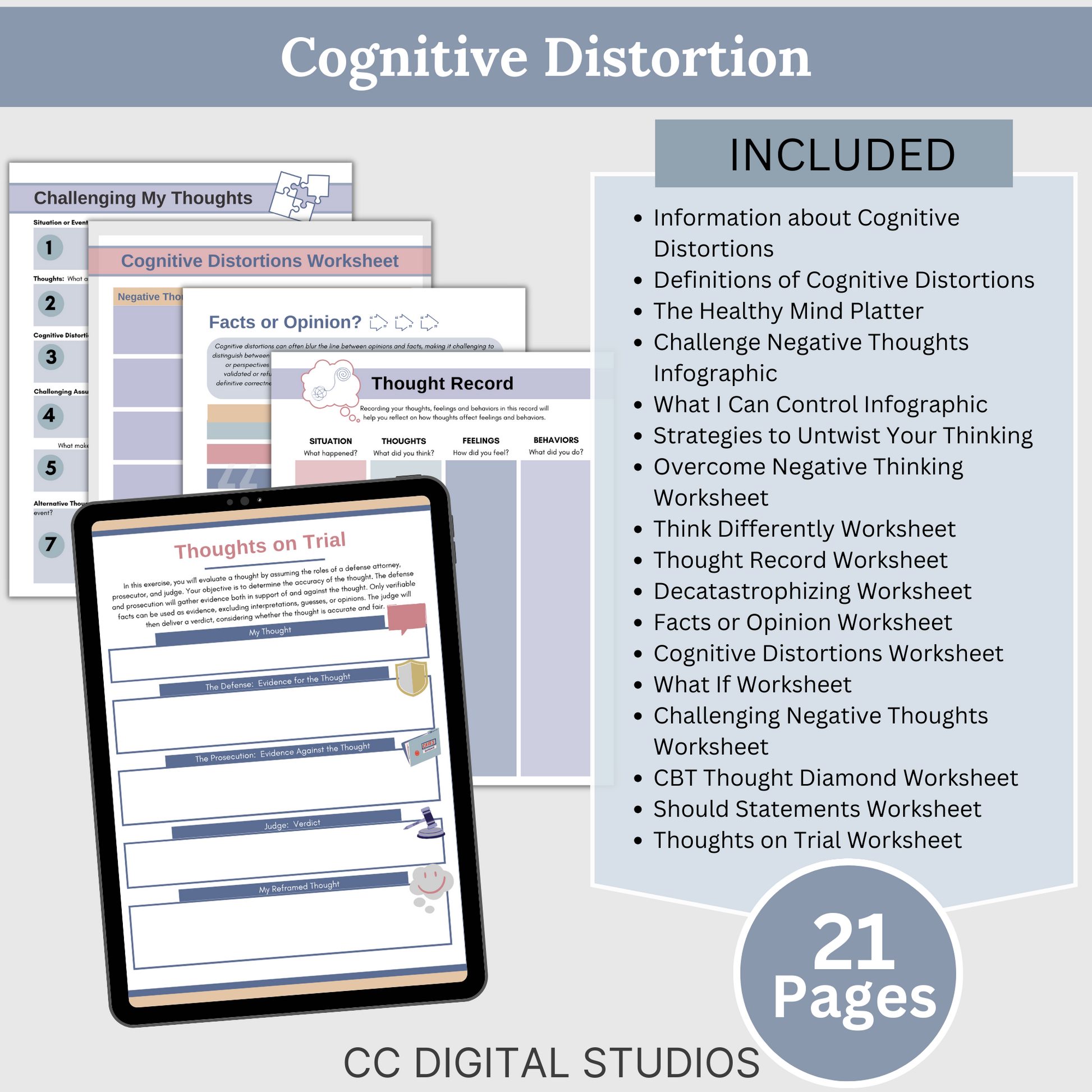 Therapy Bundle CBT worksheets, tailored for  individuals, including clinicians, personal users, teachers, and school counselors. This comprehensive compilation provides a plethora of resources to enhance your mental health and overall well-being.