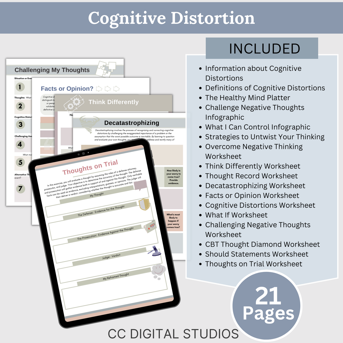 Therapy Bundle CBT worksheets, tailored for  individuals, including clinicians, personal users, teachers, and school counselors. This comprehensive compilation provides a plethora of resources to enhance your mental health and overall well-being.