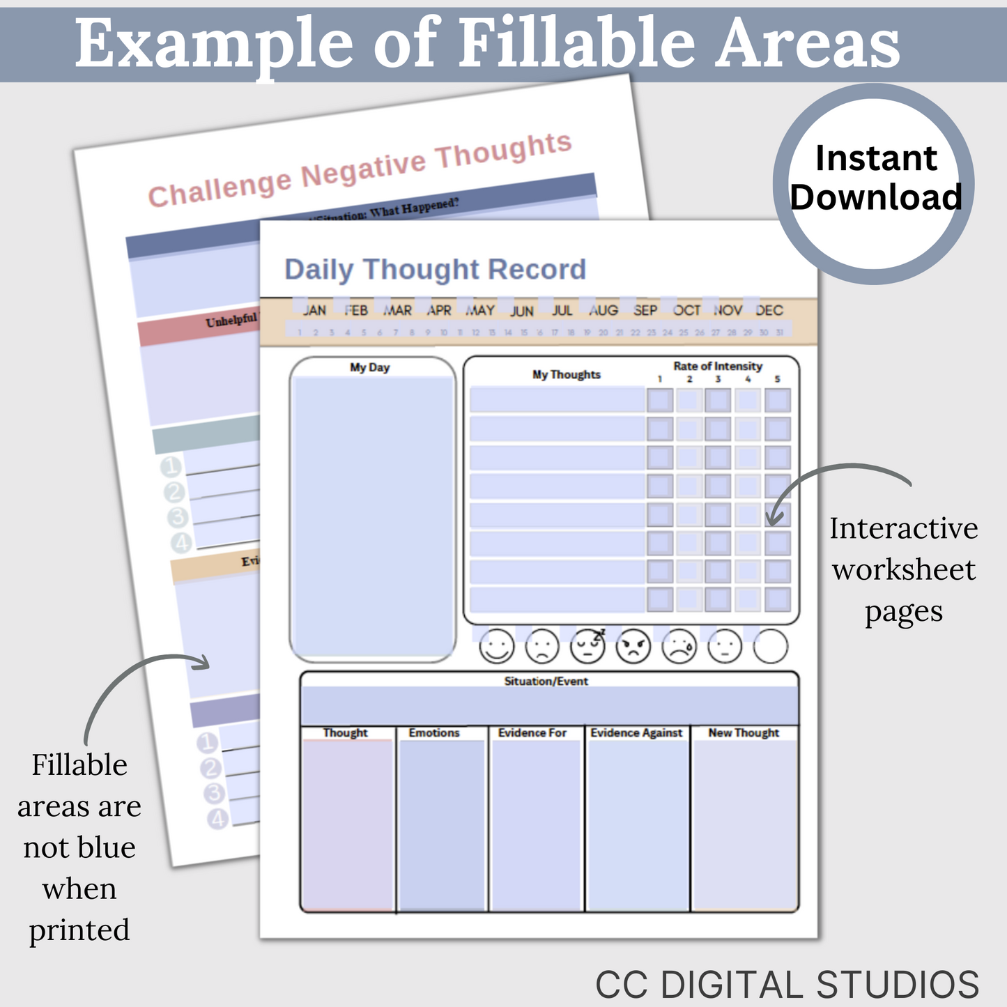 Therapy Bundle CBT worksheets, tailored for  individuals, including clinicians, personal users, teachers, and school counselors. This comprehensive compilation provides a plethora of resources to enhance your mental health and overall well-being.