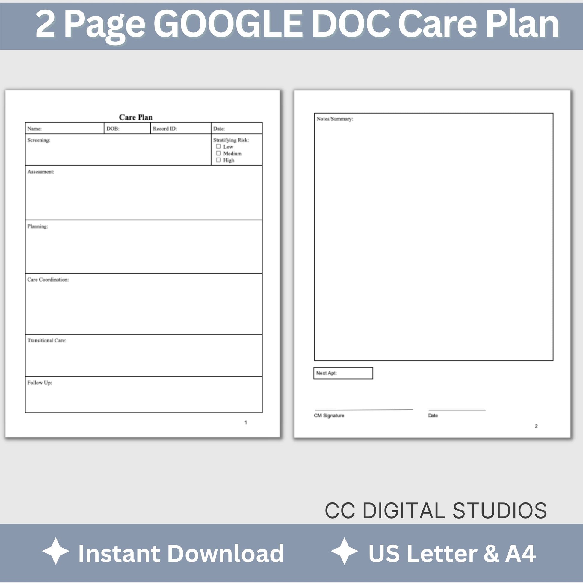 Care Plan template for case managers, school counselors, and social workers, this user-friendly template streamlines the process of recording care plans effortlessly. School social worker, psychotherapy, therapy resource.