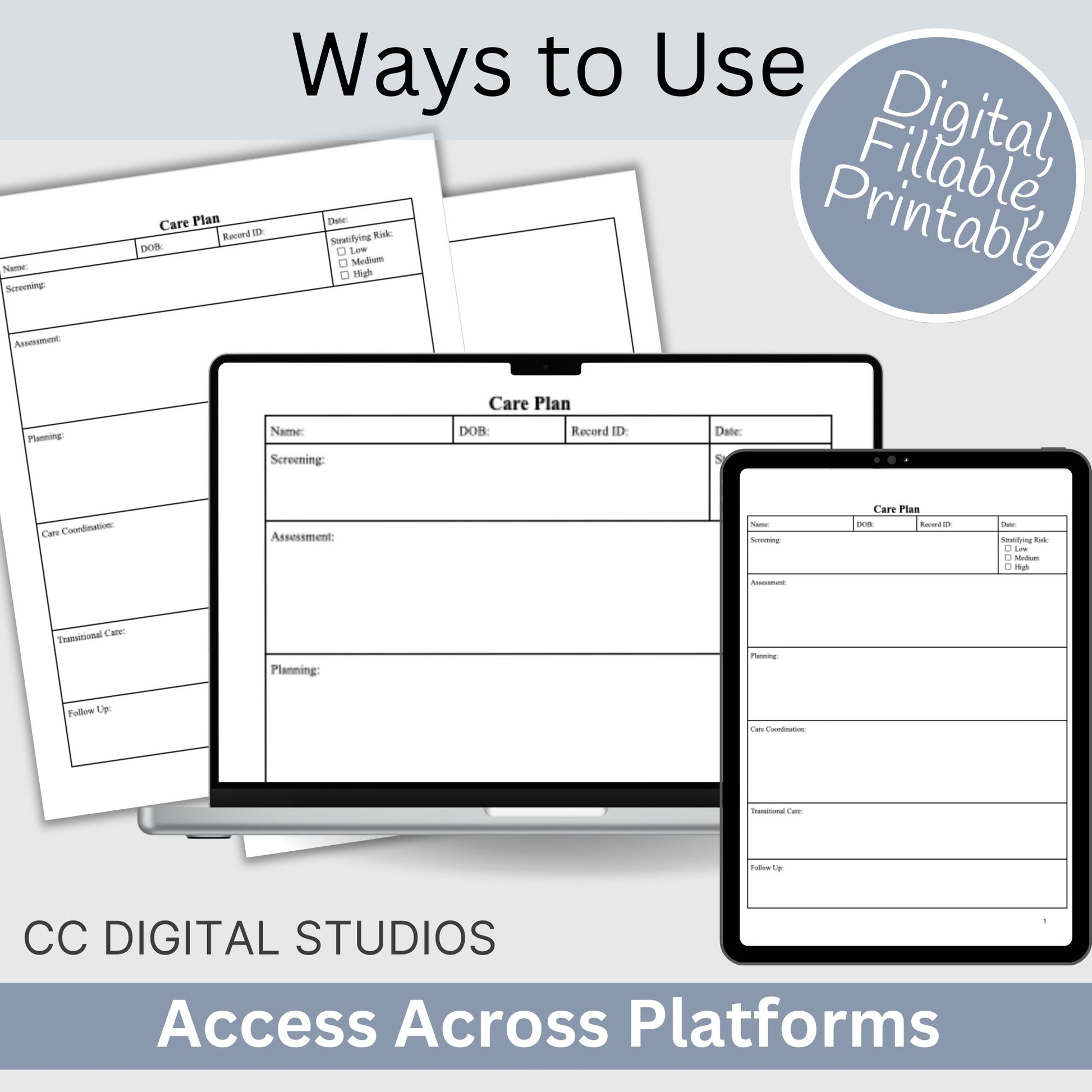 Care Plan template for case managers, school counselors, and social workers, this user-friendly template streamlines the process of recording care plans effortlessly. School social worker, psychotherapy, therapy resource.