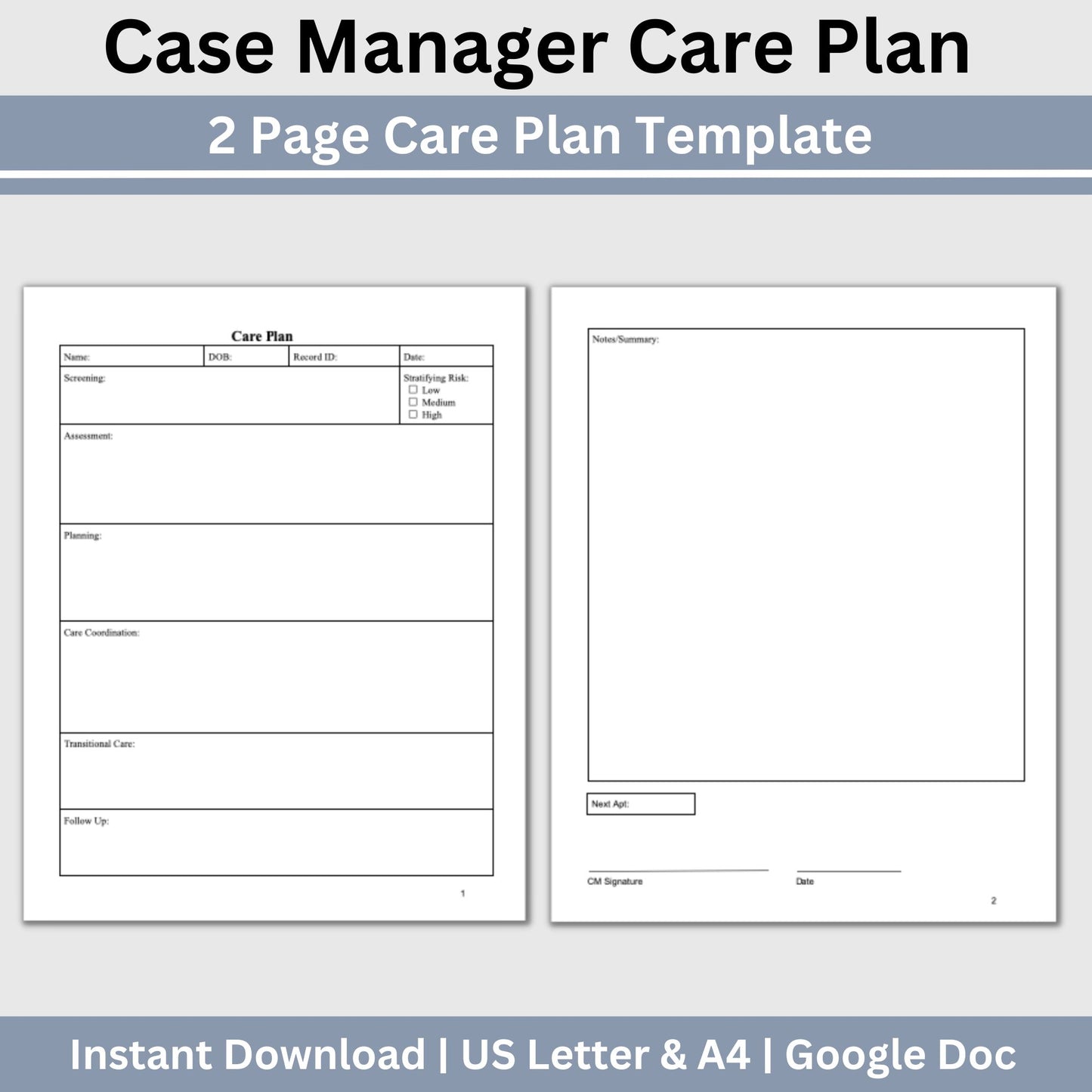 Care Plan template for case managers, school counselors, and social workers, this user-friendly template streamlines the process of recording care plans effortlessly. School social worker, psychotherapy, therapy resource.