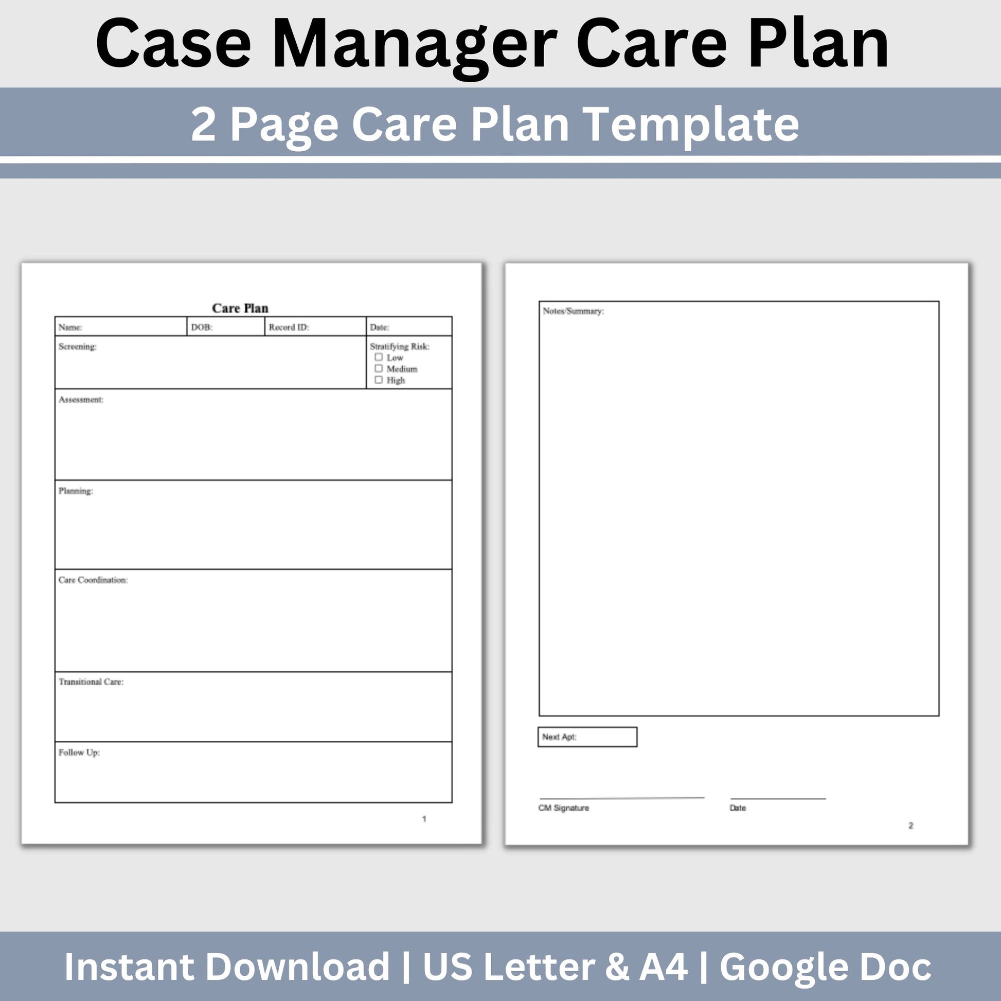 Care Plan template for case managers, school counselors, and social workers, this user-friendly template streamlines the process of recording care plans effortlessly. School social worker, psychotherapy, therapy resource.