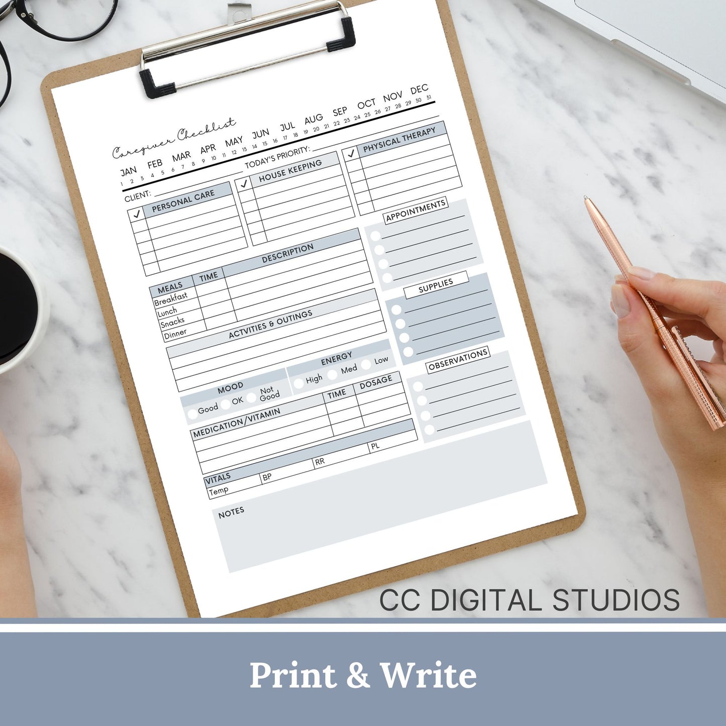 Caregiver Home Care Visit Checklist - Fillable PDF