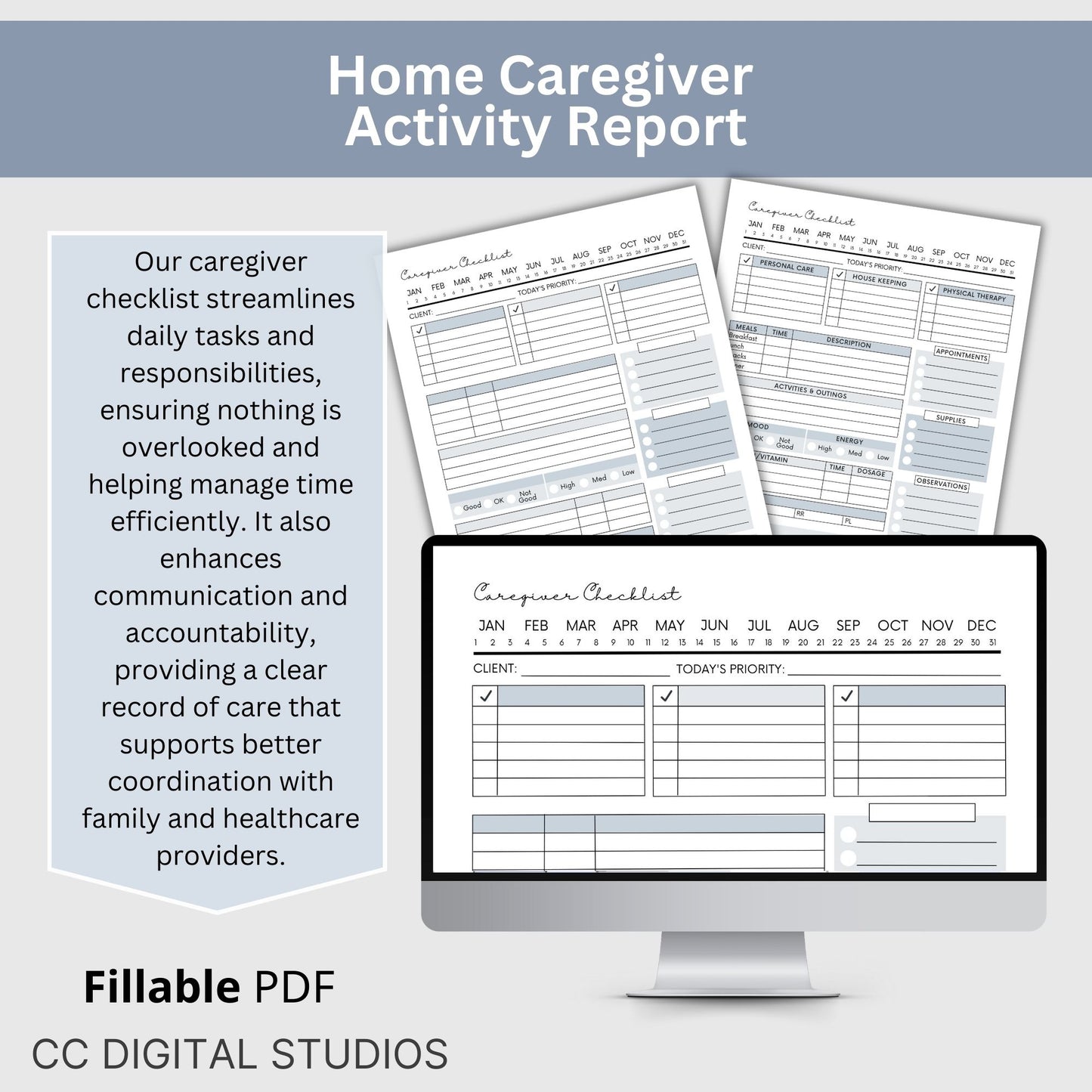 Caregiver Home Care Visit Checklist - Fillable PDF