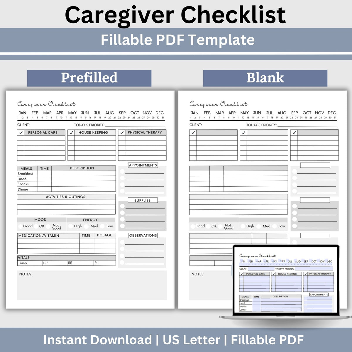 Care Bundle Checklist.pdf Caregiver Home Care Visit Checklist - Fillable PDF – CCDigitalStudios