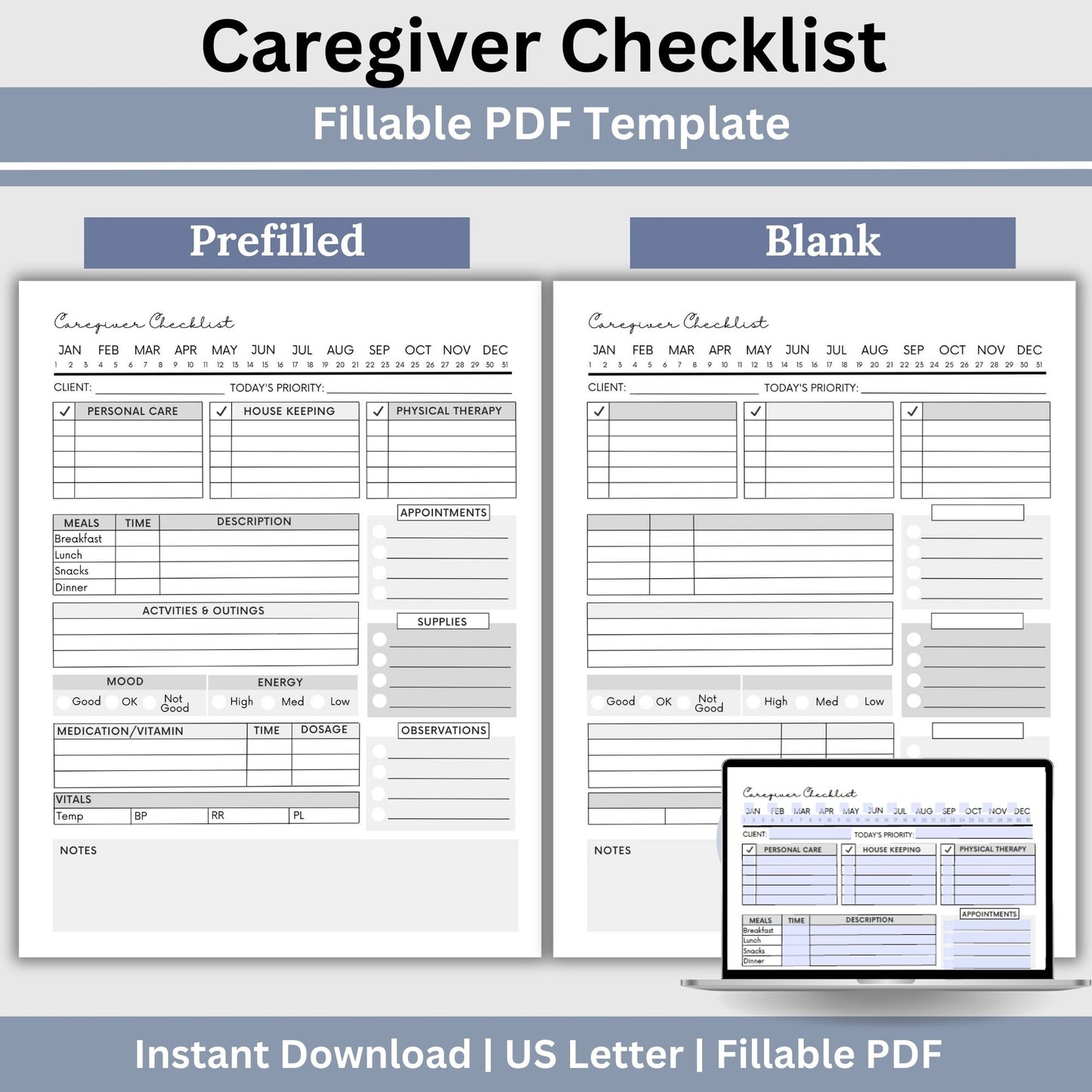 Caregiver Home Care Visit Checklist - Fillable PDF