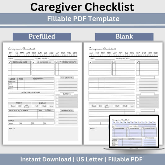 Caregiver Home Care Visit Checklist - Fillable PDF