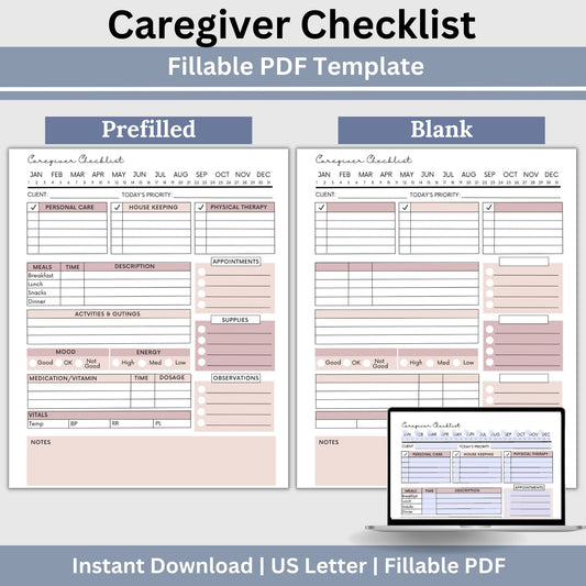 Caregiver Home Care Visit Checklist - Fillable PDF