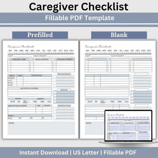 Caregiver Home Care Visit Checklist - Fillable PDF