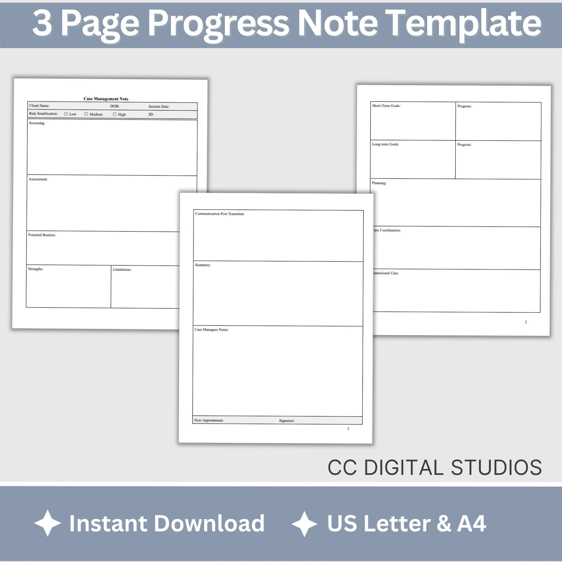 Case Manager Notes Template. Perfect for social workers, nurse case managers, and school social workers, this digital download streamlines your therapy notes and progress tracking.  Counseling notes, therapy tools