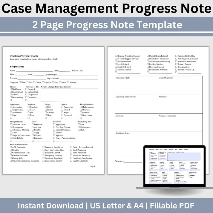 Case Management Template: Streamline Progress Notes for Mental Health ...